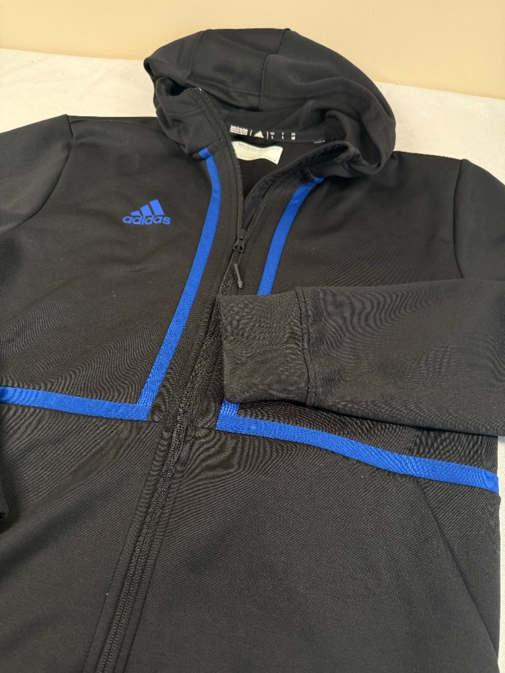 Adidas Men's Zip Up Athletic Hoodie Jacket Size Large - Black/Blue